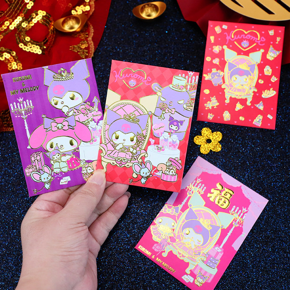 Wholesale Hong Kong Version Genuine Sanrio Kuromi Melody Cartoon Red Envelopes for the Spring Festival, Small Short Creative Red Packets