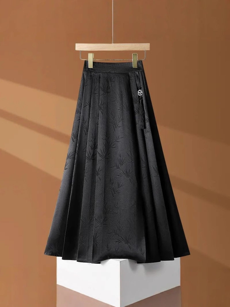 National Style Skirt Women's 2025 Summer New High Waist Slimming Jacquard A- line Large Swing All-match New Chinese Style Horse Face Skirt