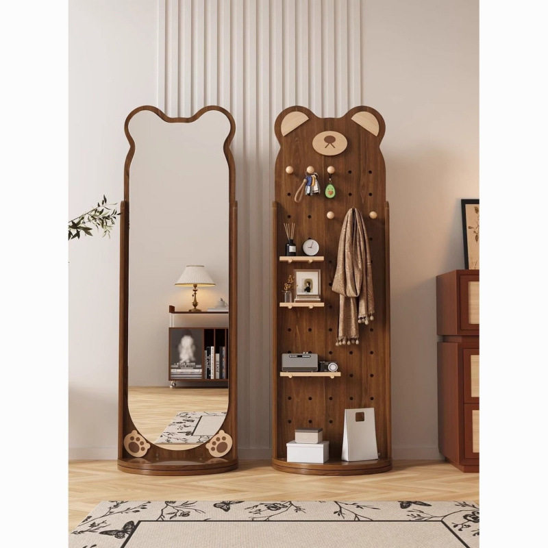 Bear Hole Board Dressing Mirror, Rotatable Full-Length Mirror, Floor Mirror, Home Bedroom Fitting Mirror