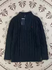 Ralph Lauren Pony Logo Red Half-Zip Sweater Women's Stand Collar Embroidered Couples Knit Men's Cable-Knit Fall Winter