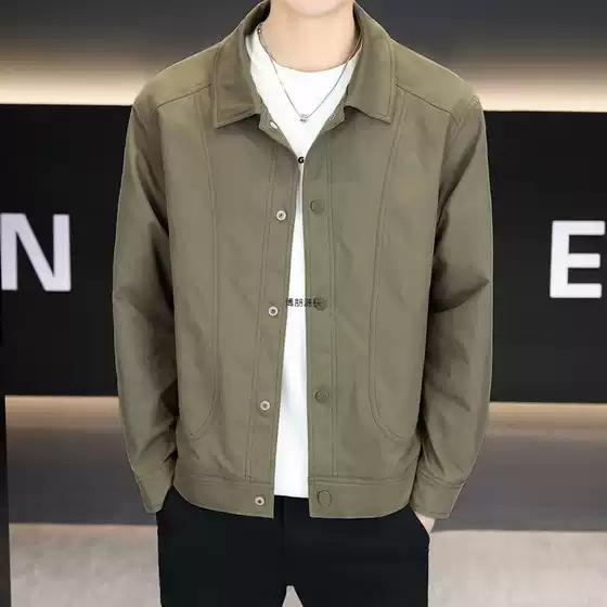 Cross-Border 2025 New Men's Lapel Jacket Youth Spring and Autumn Casual Versatile Korean Style Trendy Tops Workwear