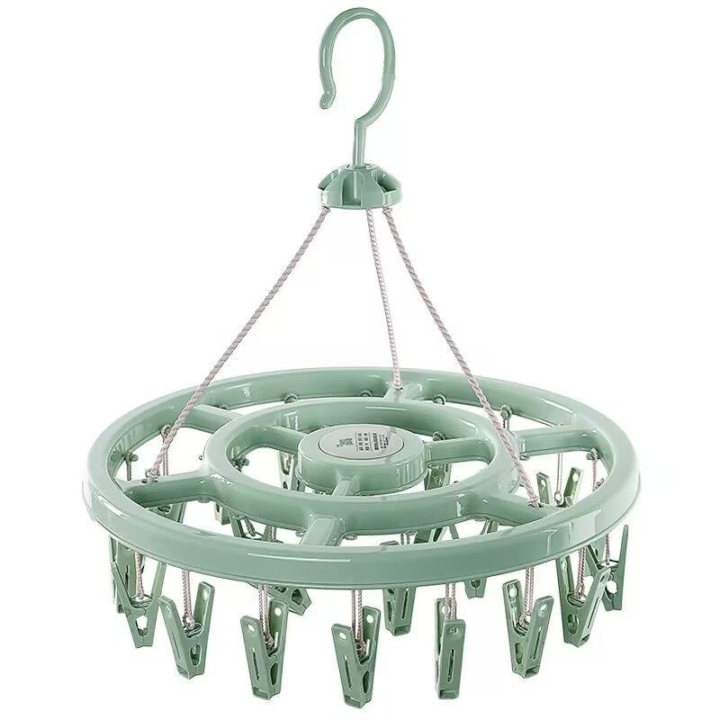 Socks hanger multi-clip round household underwear baby student travel clothes hanger Windproof Folding clothes hanger