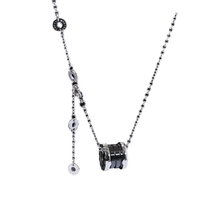 Black Ceramic Small Man Waist Necklace High-grade Long Accessories Titanium Steel Spring Pendant Women's Clavicle Chain