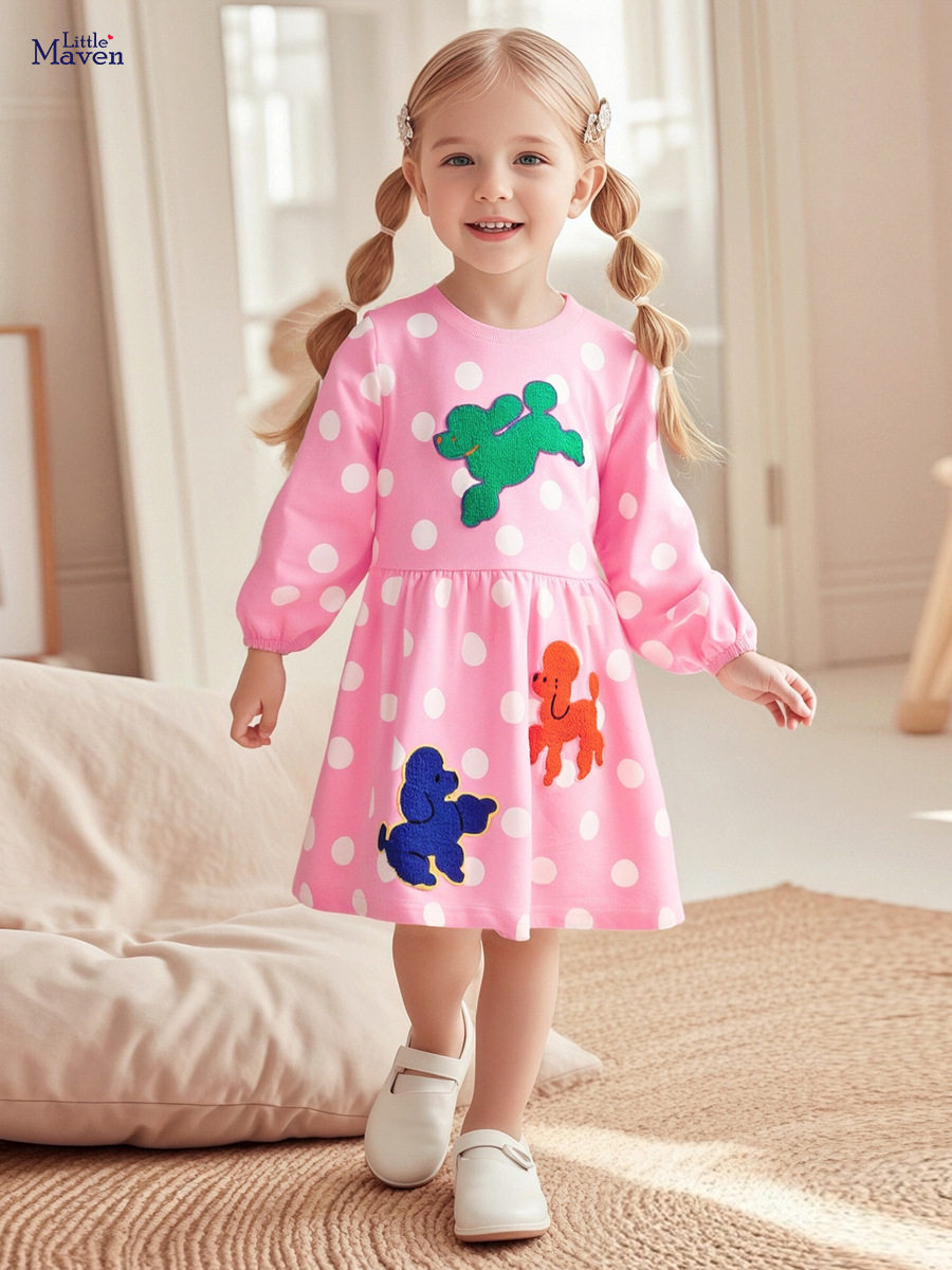 [Style] Children's Clothing, New Autumn Kids' Dress, Cute Applique Cotton Kids' Dress