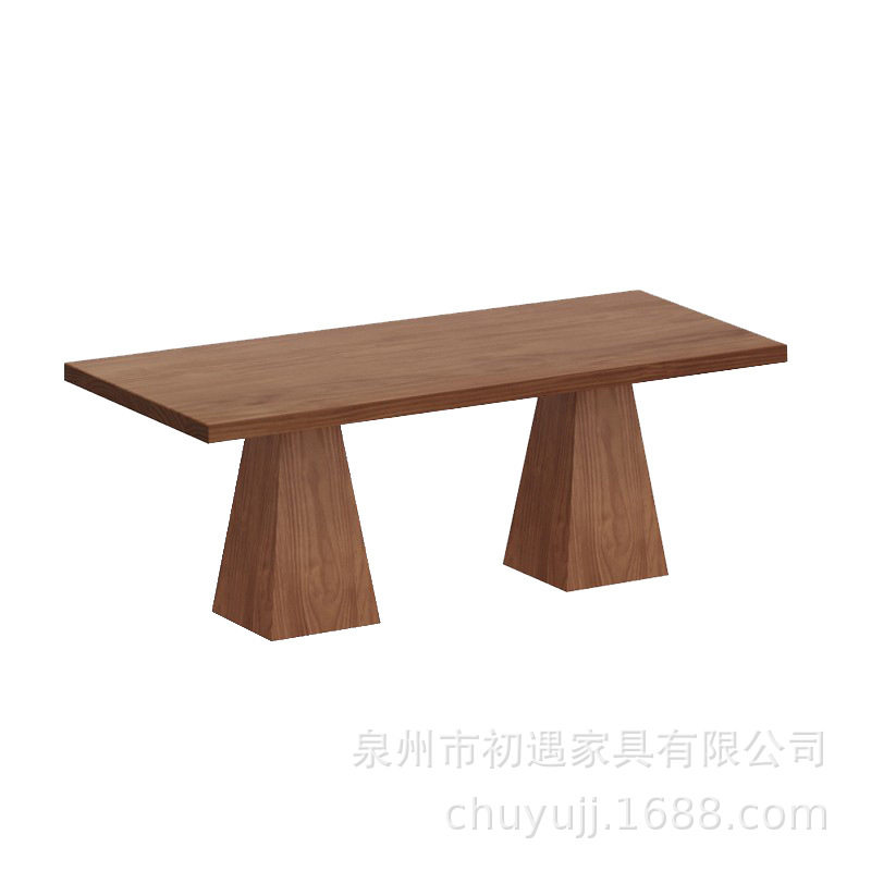 北欧全实木餐桌家用工业风小户型方桌咖啡桌商用餐饮桌椅原木桌子