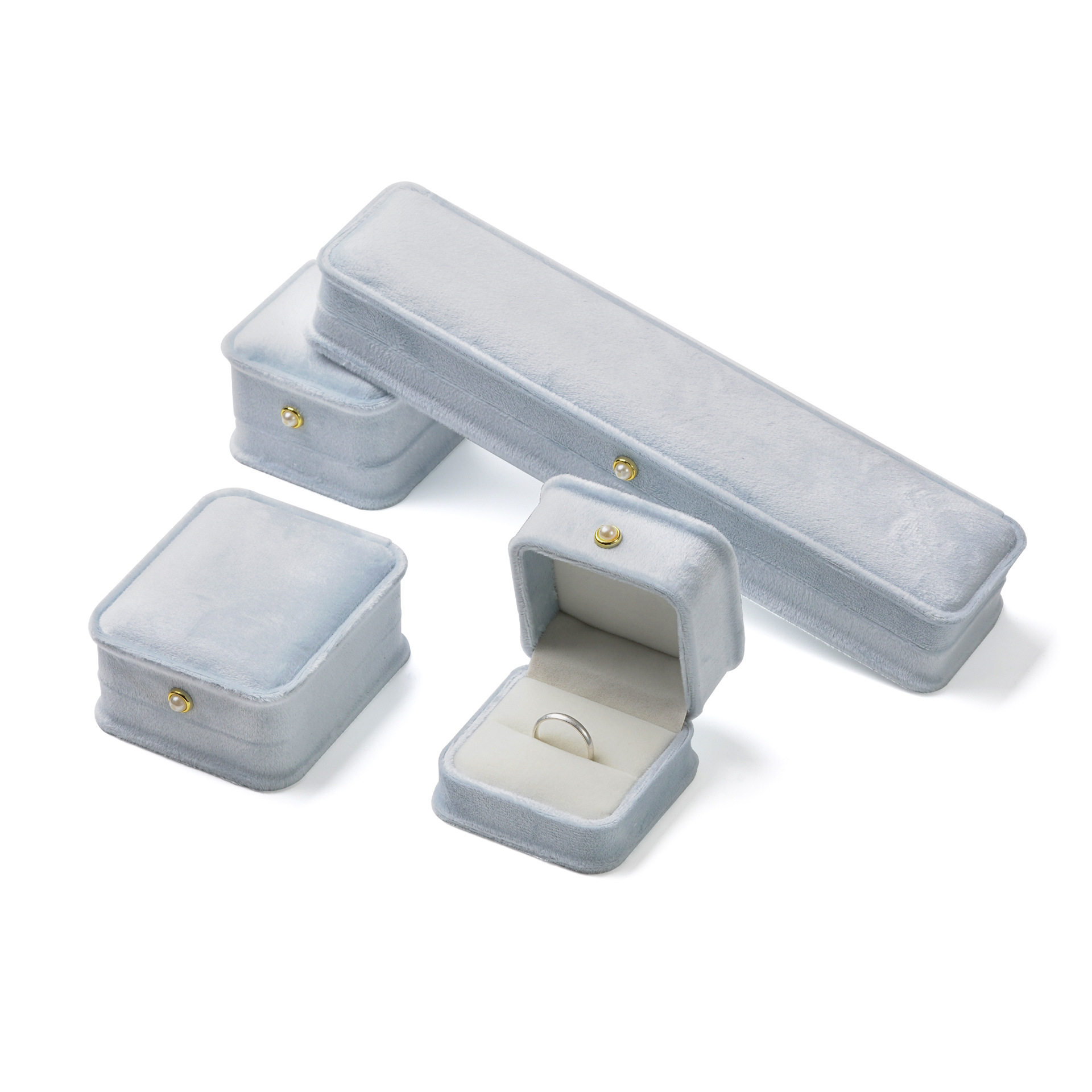 Round bead buckle waist velvet jewelry jewelry earrings ring bracelet high-end gift box gift