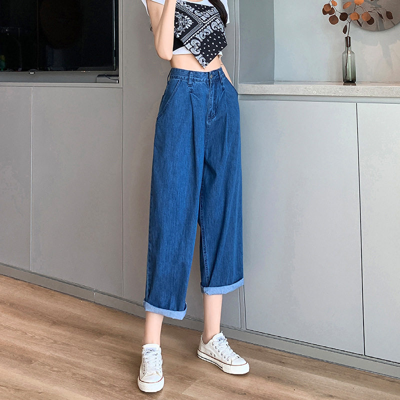 High Waisted Loose Fit Banana Pants Lightweight Trendy Relaxed Fit Cropped Length Casual Wear for Women Wholesale