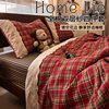 Double Yarn Cotton Four-piece Bedding 100 Cotton Red Quilt Cover Cover Bed Sheet Three-piece Set Four Seasons Universal 4