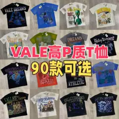 American Trendy Brand Vale Lives Valley Rhinestone Washed Vintage Retro Unisex Pure Cotton Printed Short-Sleeve T-Shirt