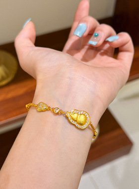 新中式禅意汉服旗袍复古精致锆石拉丝葫芦项链轻奢小众锁骨链女