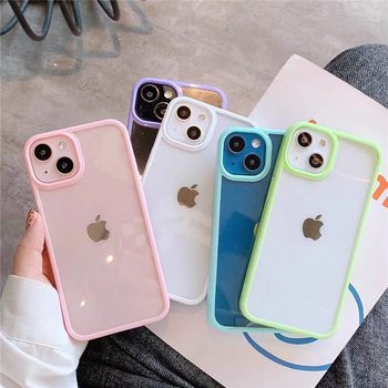 iPhone 15pro Phone Case Hard Bottom Drop Glue Macaron Color Edge Diy Groove iPhone14 Phone Case