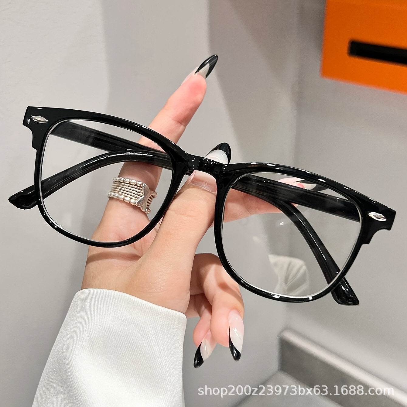 New Anti-Blue Light Non-Prescription Trendy Large Stud Eyeglass Frames Korean Style Student Finished Wholesale Trendy Glasses