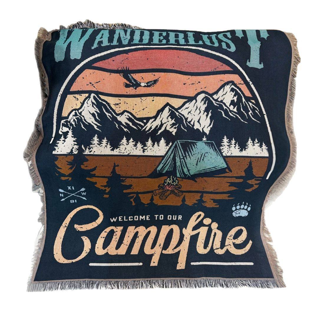 Foreign Trade Cotton Thread Woven Tapestry Camping Atmosphere Arrangement Room Bedroom Background Cloth Cabinet Cover Decorative Painting Handmade