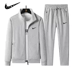 2025 Autumn New Sports and Leisure Set Men's Stand up Collar cardigan, sweatshirt, sweatpants, running fitness trend two-piece set