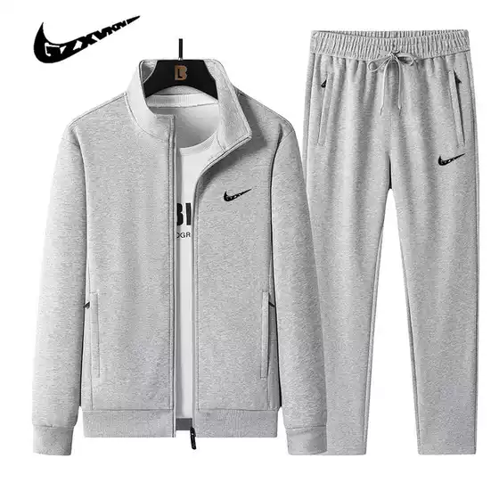 2025 Autumn New Sports and Leisure Set Men's Stand up Collar cardigan, sweatshirt, sweatpants, running fitness trend two-piece set