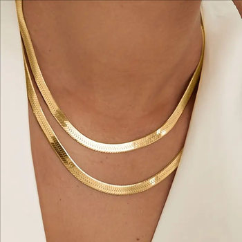 European and American Style Simple Style Flat Snake Bone Chain Necklace Clavicle Chain Vintage Ins Style Neck Chain Collar Women's Jewelry