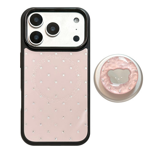 AceCase贝母小熊镜面苹果18PROMAX手机壳iphone17pro磁吸支架16鎏金15适用14简约13星星12卡通 - 图3