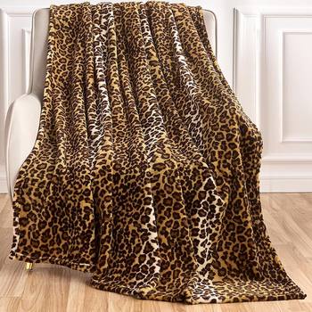 Edenleaf Leopard Print Blanket Wool Blanket for Bed Sofa Travel and Camping, Super Soft Canopy