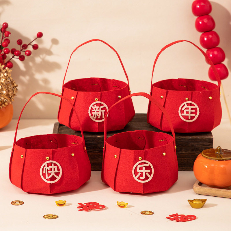 New Year Festive Decorations 2026 Year of the Horse New Year Portable Fruit Basket Household Fruit Tray New Year Living Room Atmosphere Decoration Supplies