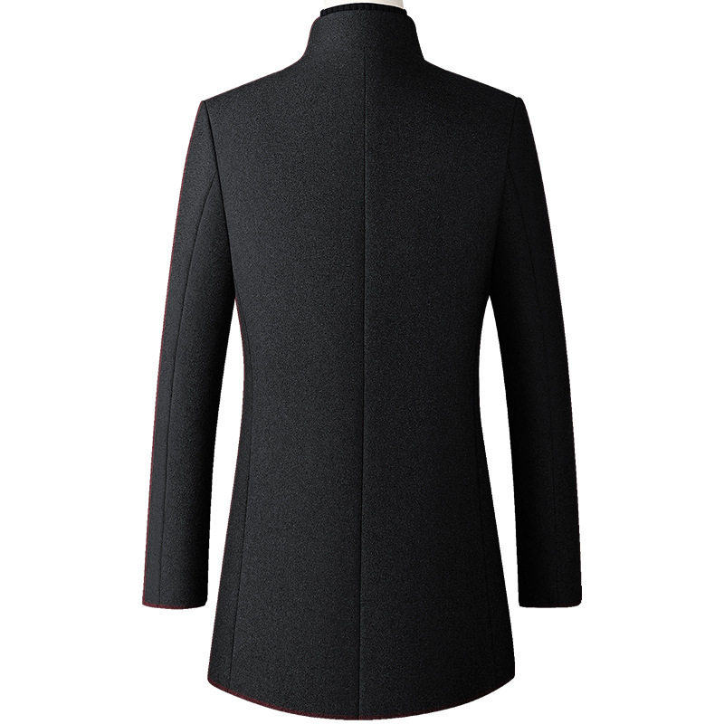 Mens Wool Blend Overcoat Mid Length Business Style Available in Black Gray Navy Blue Burgundy Wholesale Low MOQ