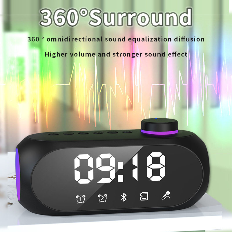 New S18 Bluetooth speaker RGB alarm clock speaker heavy subwoofer portable mini clock home desktop audio