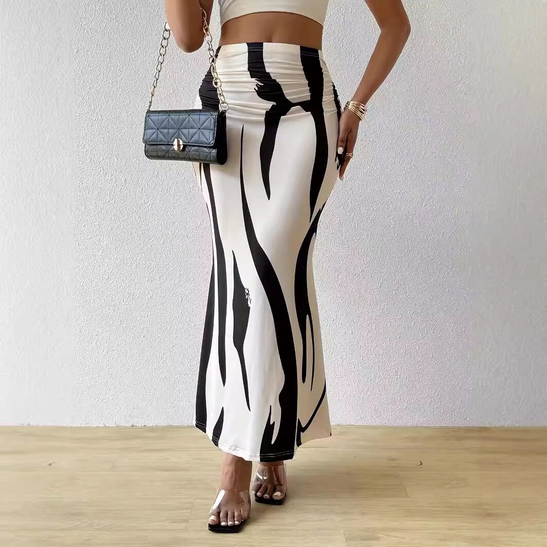 High Waisted Pencil Skirt Slimming Zebra Print Fishtail Design Comfortable Fit Perfect for Parties and Events