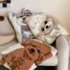 Super soft half velvet cartoon dog blanket yarn-dyed jacquard office warm nap blanket bedroom sofa blanket four seasons