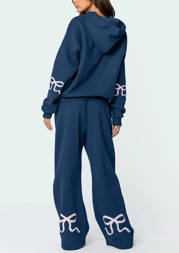 秋冬新款跨境欧美圆领长袖宽松加厚卫衣女装时尚休闲阔腿裤套装