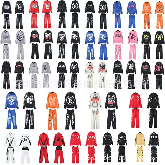European and American Retro Trendy Brand Printhoodieins Same Style Loose Hooded Sweatshirt Men's Hoodie Women's Suit Trendy