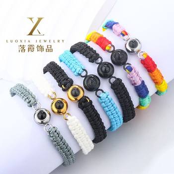 Birth year red rope hand-woven round titanium steel projection bracelet 100 languages simple bracelet customization