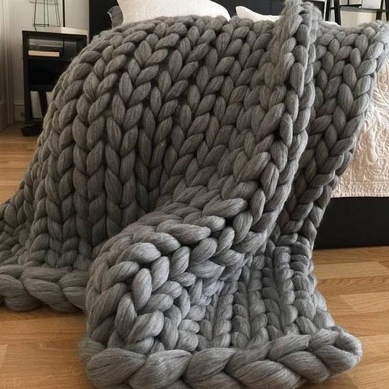 Cross-Border New Style Hand-Woven Thick Icelandic Wool Blanket, Thick Yarn Woven Blanket, Sofa Throw Blanket, Model Home Bed Canopy