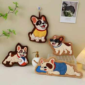 Cross-Border Supply Cartoon Hand Towel, Hanging Absorbent Towel, Kitchen Bathroom Cute Pet Hand Towel, Cute Dog