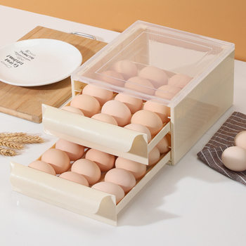Food-Grade Egg Storage Box for Refrigerator, Household Egg Tray, Double-Layer Drawer-Type Egg Preservation Box, Kitchen Organization Tool
