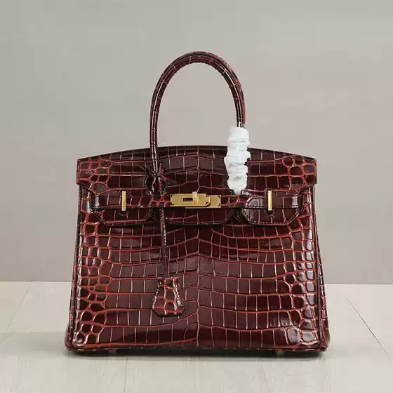 New Genuine Leather Crocodile-Embossed Birkin Bag, Large Capacity Commuter Fashion Women's Handbag, Shoulder/Tote/Crossbody