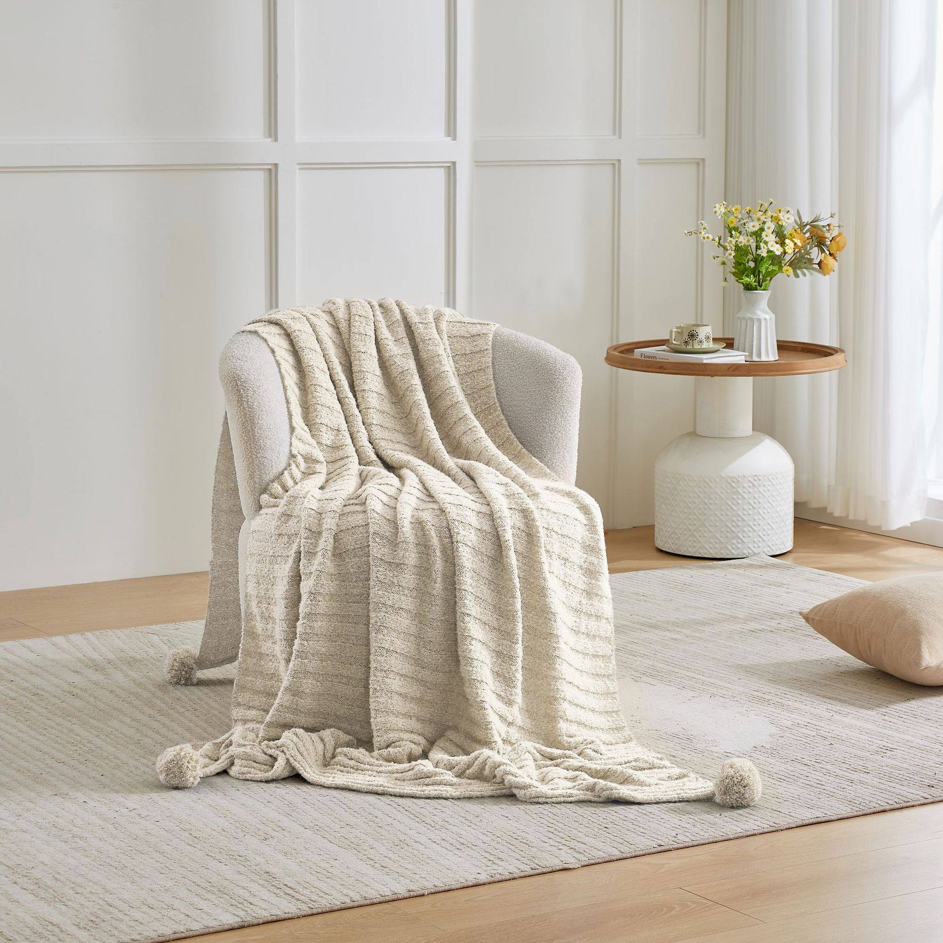 2025 New Cross-Border Nordic Knitted Thread Blanket Ball Sofa Blanket Bed Blanket Cover Blanket Nap Air-Conditioning Blanket Universal for All Seasons