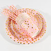Pink Hot Stamping Polka Dot Paper Plate Paper Cup Set Wholesale Birthday Party Supplies Paper Plate Disposable Cake Plate in Stock