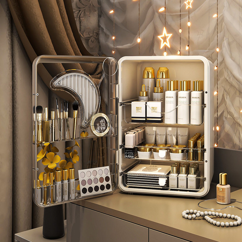 Free Shipping Household Transparent Dust-Proof Cosmetic Storage Box High-End Desktop Storage Cabinet Multi-Layer Drawer-Type Lipstick