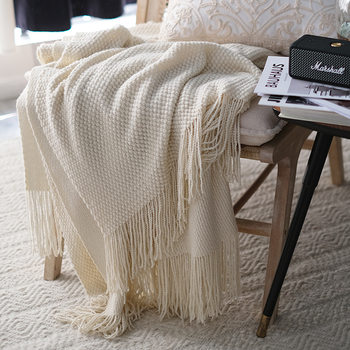 Autumn and Winter Thickened Knitted Blanket Blanket Casual Sofa Blanket Wool Blanket Nordic Solid Color One Piece Drop Shipping