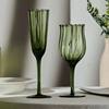 Green Lace Red Wine Glass French Vintage Tall Glass Corrugated Mid-Ancient Style Champagne Glass Human Flowering Niche