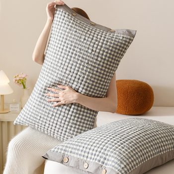 Pure Cotton Yarn-Dyed Washed Thickened Quilted Anti-Oil Double-Sided Pillowcase Single Pillowcase Single Piece Pillowcase Pair