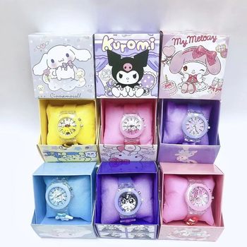 Cross-border Cartoon Sanrio Primary School Children's Watch Cute Girl Quartz Pointer Gift Box suit Doll Glow