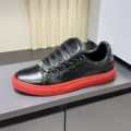 Red + black leather low top