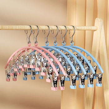 Autumn and Winter 10-Clip Sock Rack Balcony Multi-Clip Clothes Drying Rack Clothes Drying Artifact Factory Direct Sale Multi-Purpose