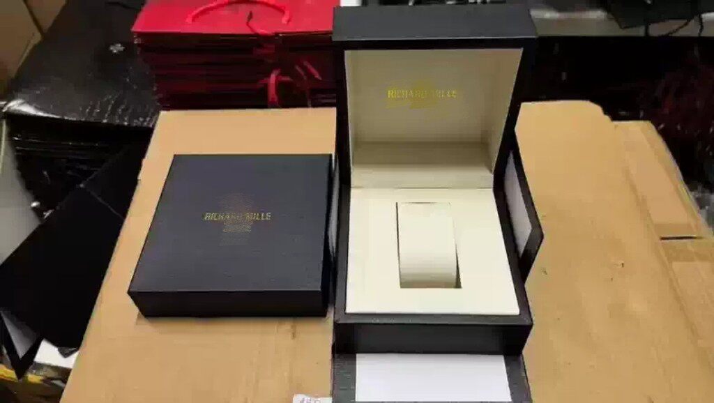Richard Watch Storage Box Rm Richard Mi Le Packaging Box Black Leather Watch Box Gift Bag Instruction Manual Complete Set