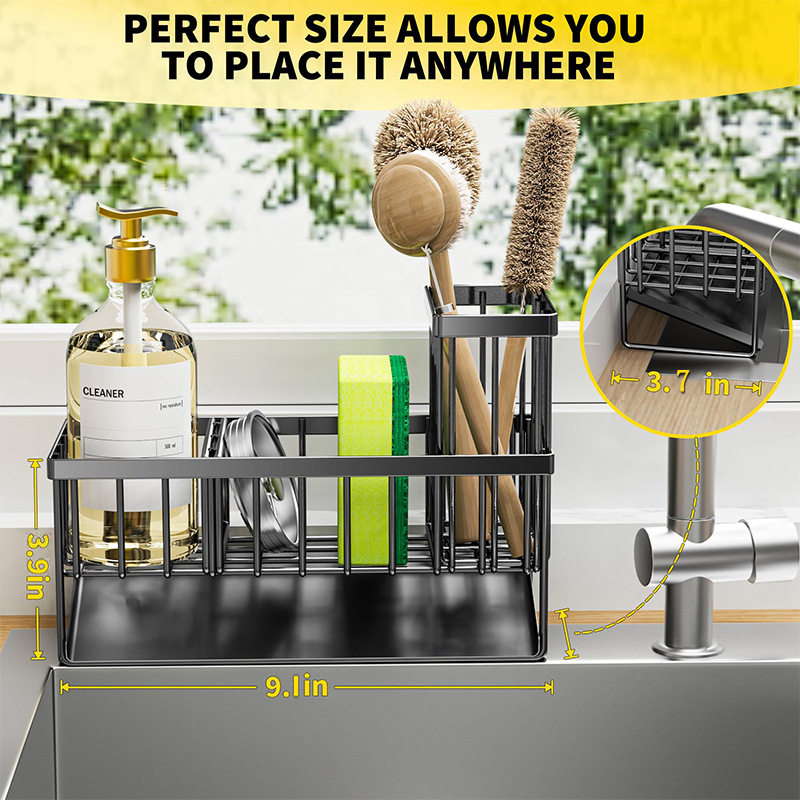 Cross-Border Kitchen Sink Drain Rack Rag Rack Kitchen Supplies Organization and Storage Sponge Dishwashing Brush Rag Storage Rack