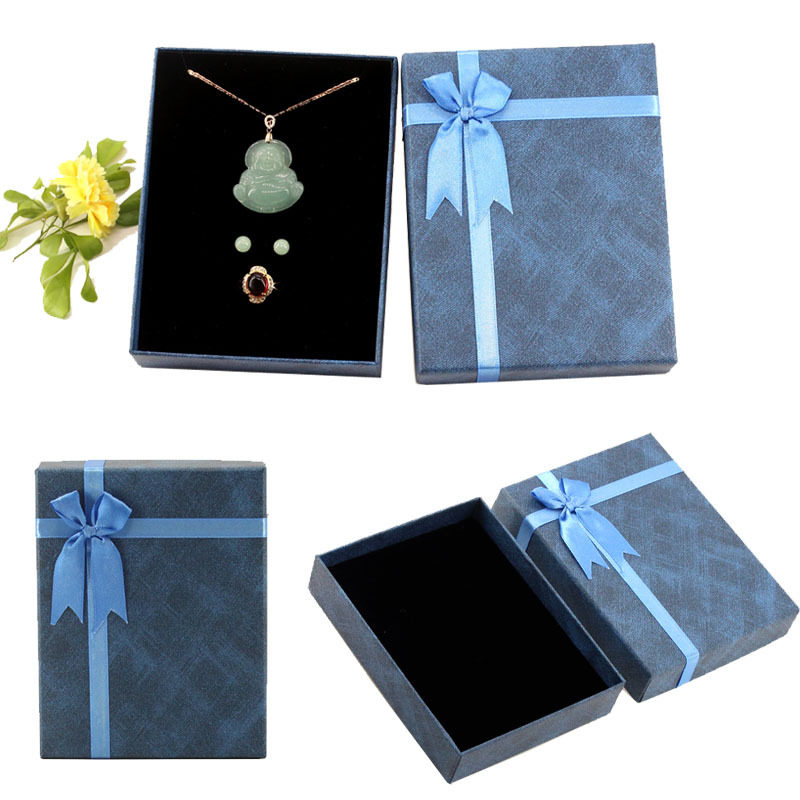 Jewelry Ring Gift Box Earring Storage Paper Box Lid and Base Bowknot Set Jewelry Box Necklace