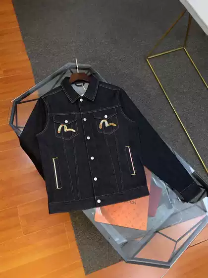 25Evisu Spring & Fall New Trendy Brand Fushen Pattern Men's Letter Embroider Comfortable Popular Sports Denim Jacket