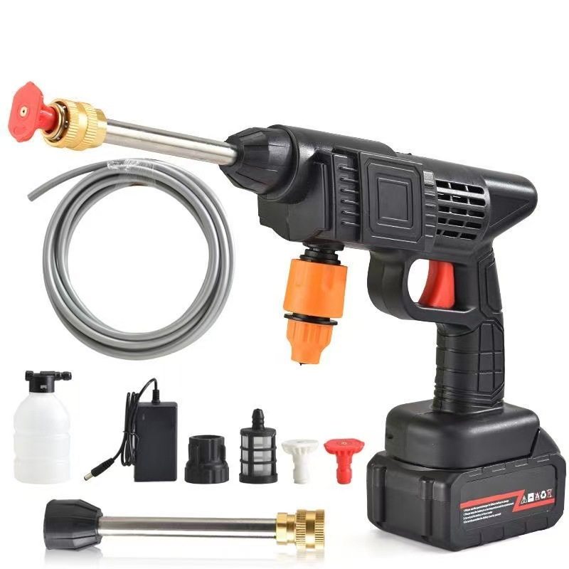 New Wireless Car Washer High Pressure Water Gun Car Household Portable Lithium Battery Booster Car Brush Outdoor Cleaning Artifact