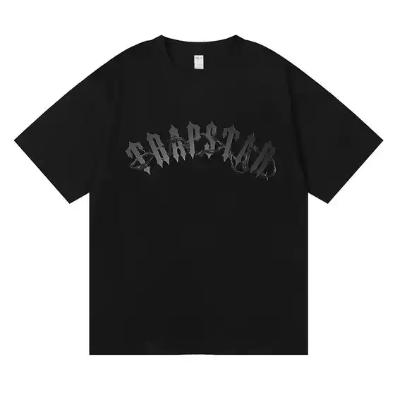 Trapstar Summer Trendy Brand Pure Cotton Short-Sleeved T-Shirt Men's Loose Couple Wear Pure Cotton Retro Bottoming Shirt for Men and Women 2