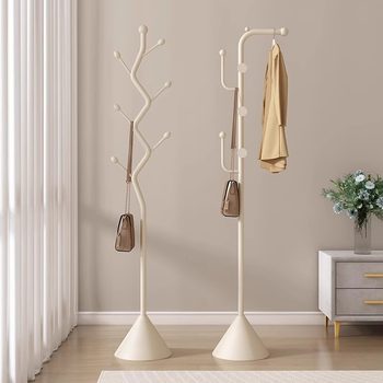 Cream Windbreaker Rack Bedroom Floor-Standing Clothes Rack Home Entrance Entrance Hanging Clothes Vertical Iron Bed and Breakfast Coat Rack